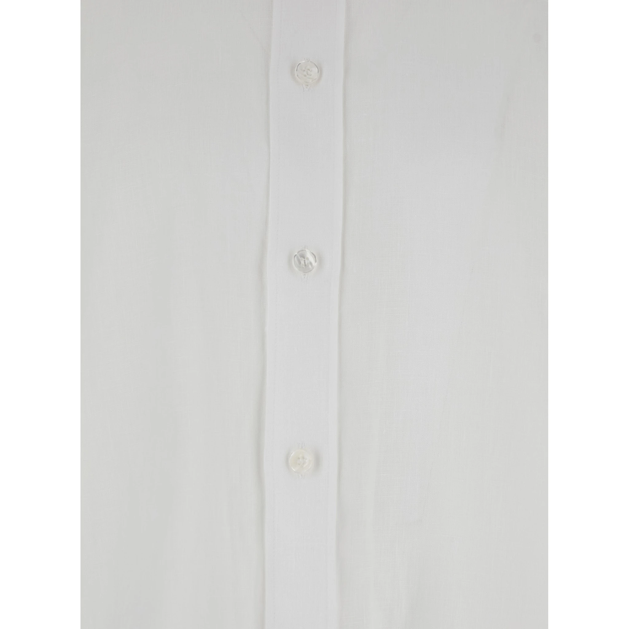 White Shirt with  Classic Collar and Wide Short Sleeves in Linen Man