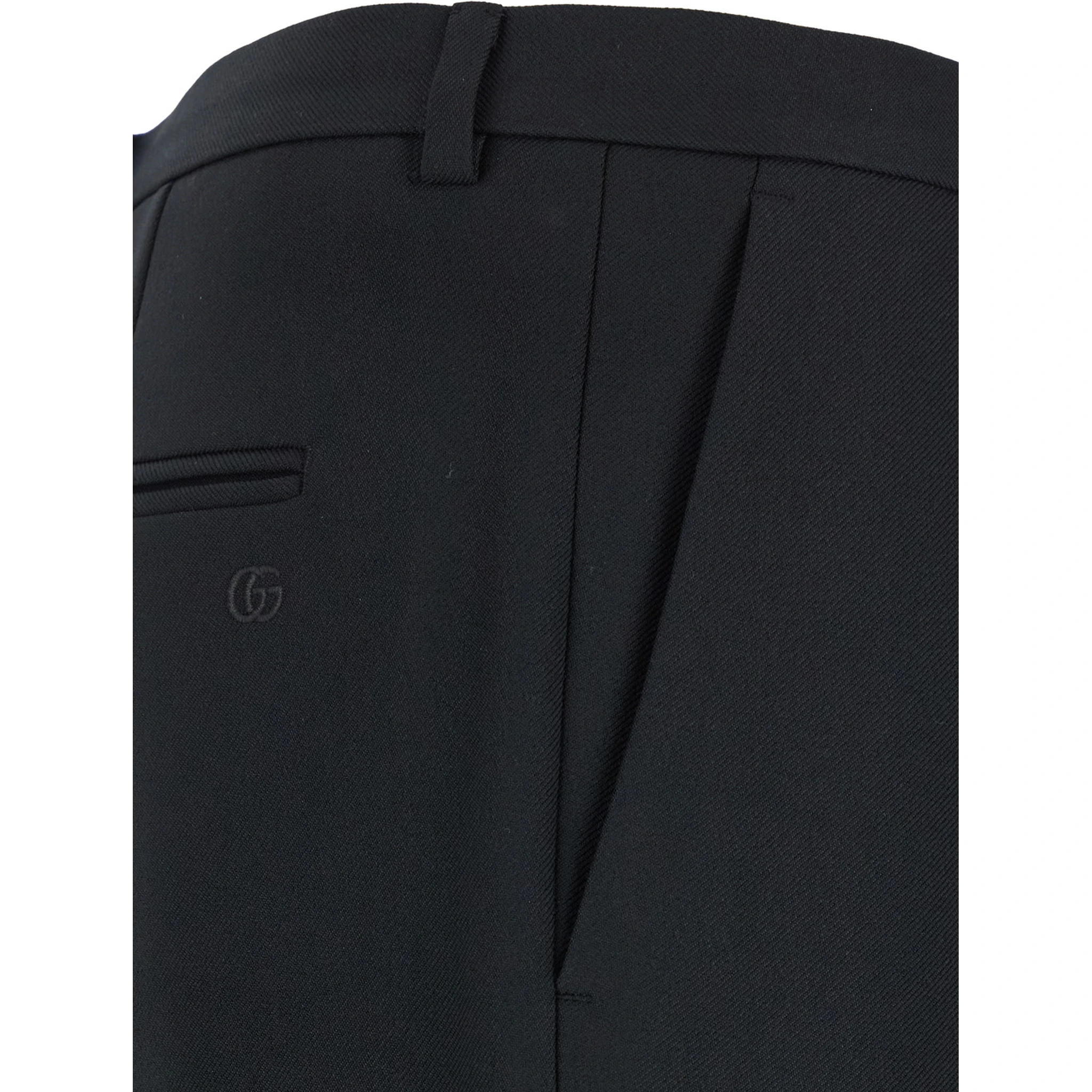 Black Tailored Pants with GG Logo Embroidered on the Back in Wool Man