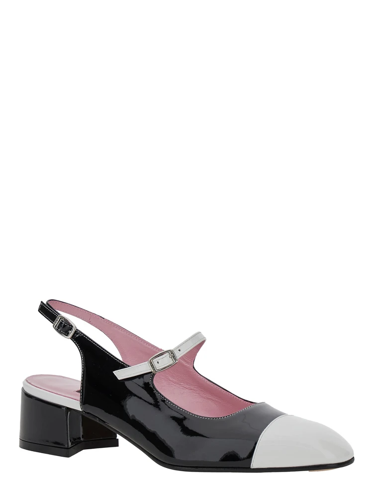 Ischia Black Slingback Pumps with Adjustable Strap in Patent Leather Woman alternative