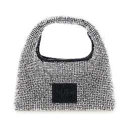 The Mini Sack Metallic Handbag with Logo Patch on the Rear and All-Over Crystal Embellishments in Tech Fabric Woman