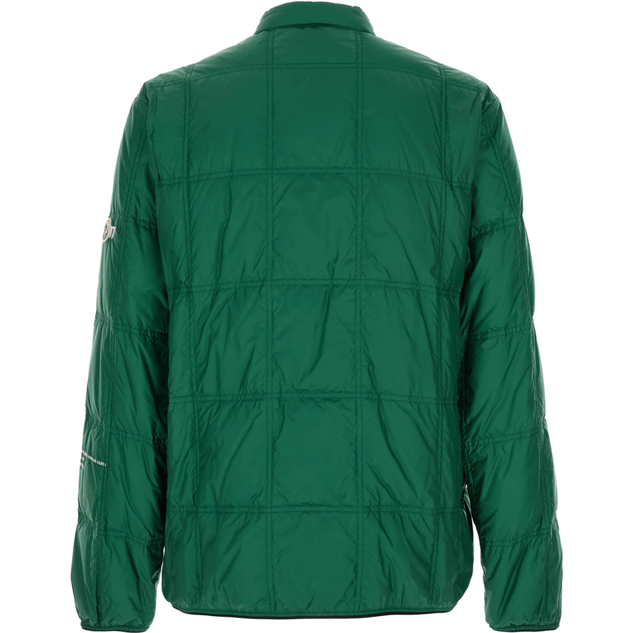 Jayel Green Down Jacket with High Neck and Logo Patch on the Sleeve in Tech Fabric Man