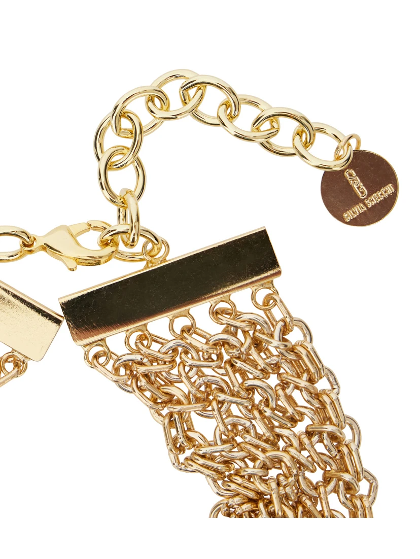 Bandite Gold-Colored Necklace with Chain Design and Logo Pendant in Brass Woman