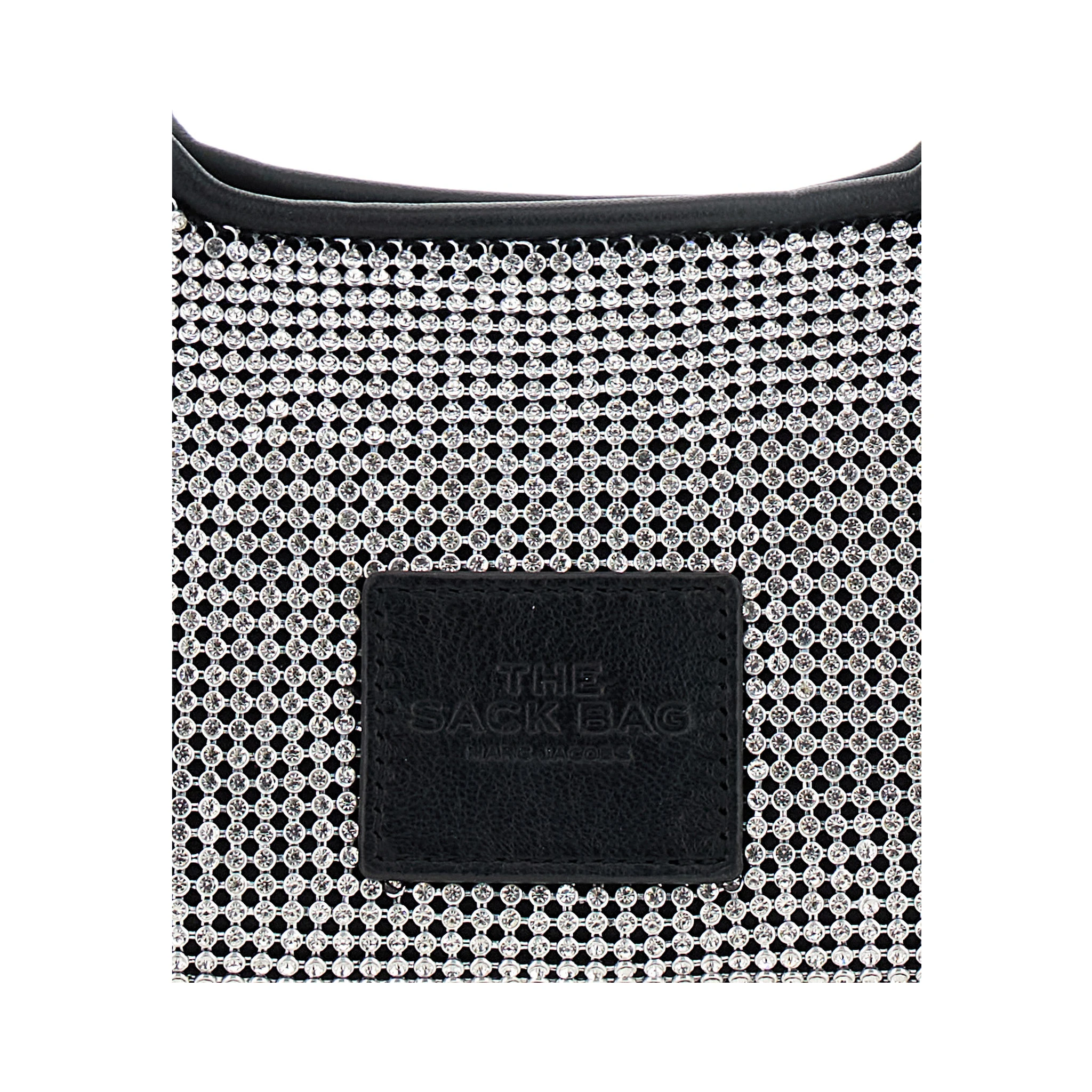 The Mini Sack Metallic Handbag with Logo Patch on the Rear and All-Over Crystal Embellishments in Tech Fabric Woman