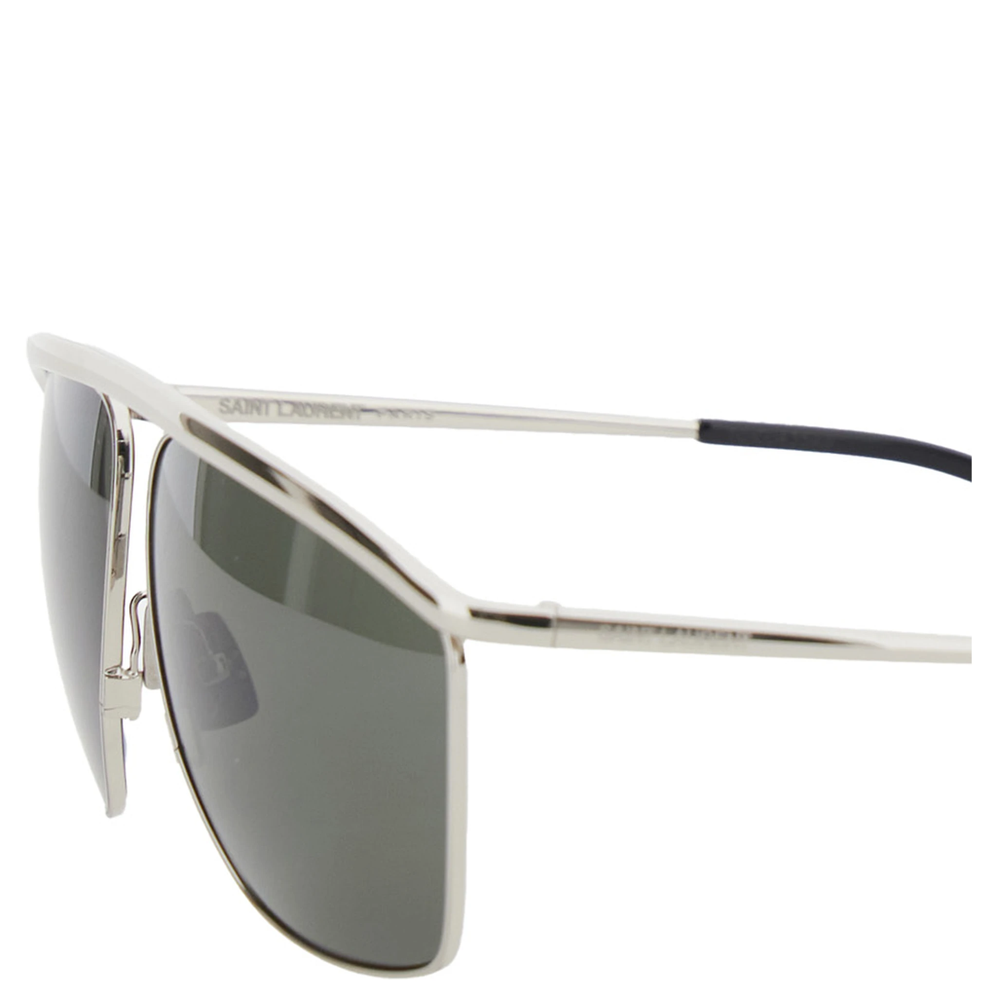 SL 820 Metallic Aviator Sunglasses with Nylon Lenses and Curved Top Bar in Metal Woman