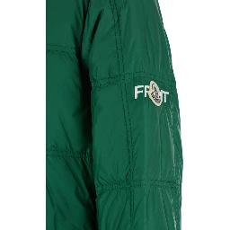 Jayel Green Down Jacket with High Neck and Logo Patch on the Sleeve in Tech Fabric Man