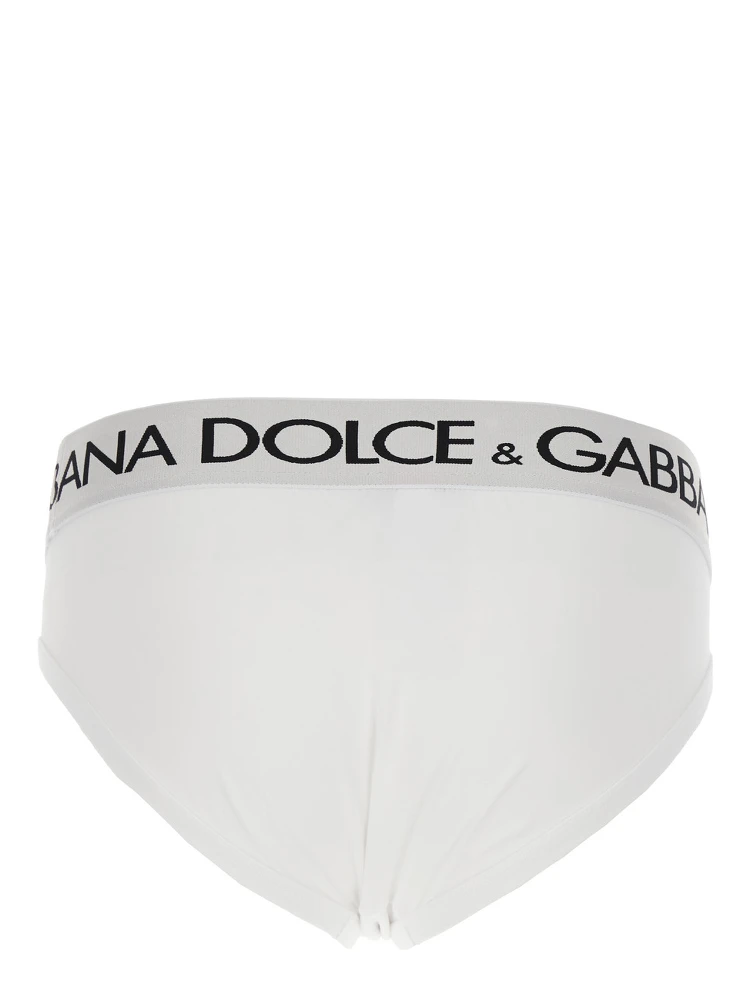 White Briefs with Elastic Waist and Logo Lettering in Cotton Man alternative