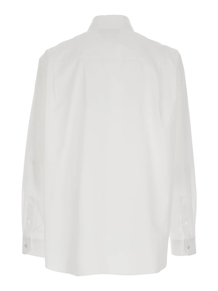 White Shirt with Classic Collar and Logo Detail on the Front in Cotton Man alternative