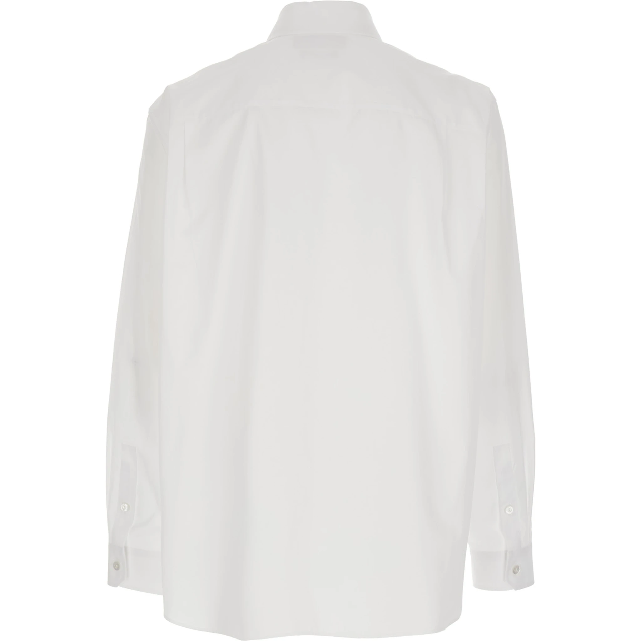 White Shirt with Classic Collar and Logo Detail on the Front in Cotton Man