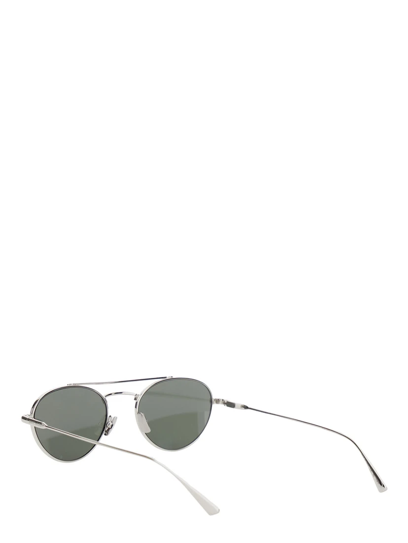 Silver Tone Sunglasses with Engraved Logo in Metal Woman