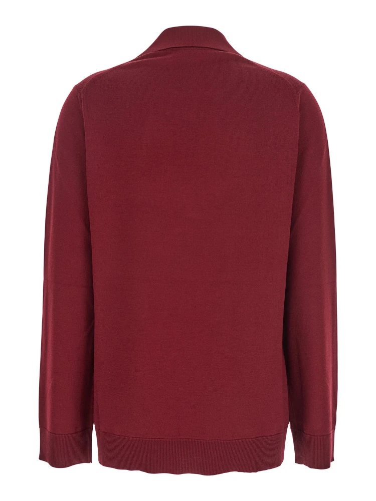 Bordeaux Polo Collar Sweater with GG Logo on the Front in Wool Woman alternative