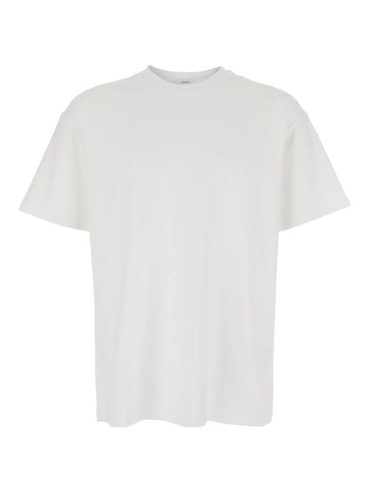 White Crewneck T-Shirt with Logo Lettering on the Rear in Cotton Man
