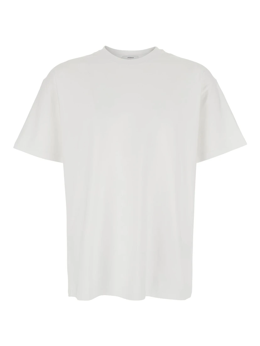 White Crewneck T-Shirt with Logo Lettering on the Rear in Cotton Man