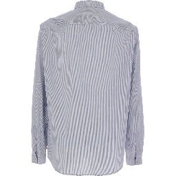 Light Blue Shirt with Classic Collar and All-Over Striped Motif in Cotton Man