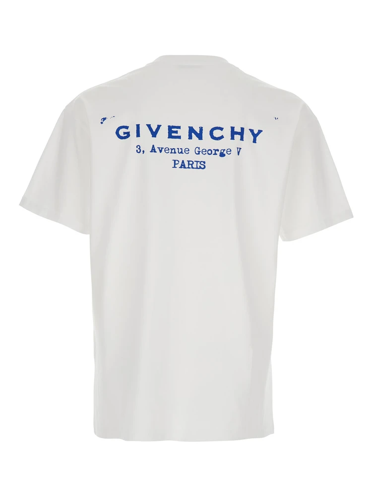 White Crewneck T-Shirt with Logo Lettering on the Rear in Cotton Man alternative