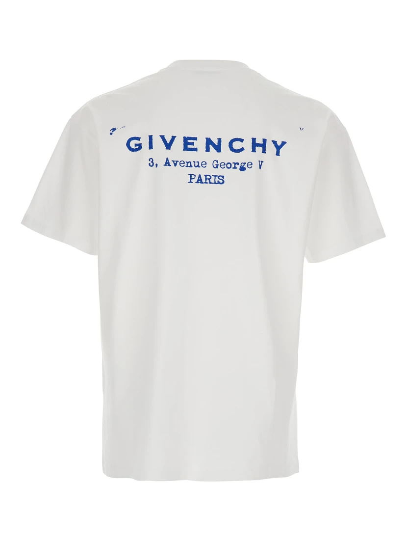 White Crewneck T-Shirt with Logo Lettering on the Rear in Cotton Man