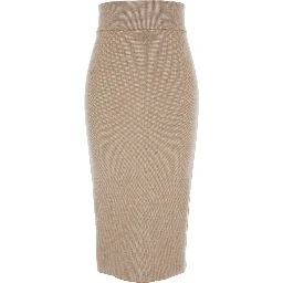 Beige Skirt with Pencil Desgin in Wool Woman