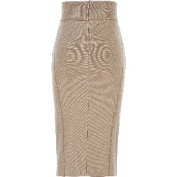 Beige Skirt with Pencil Desgin in Wool Woman