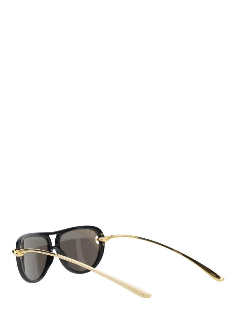 Black Sunglasses with Cut-Out Motif on the Temples and Knot Detail on the Temples in Acetate Woman alternative