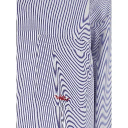 Light Blue Shirt with Classic Collar and All-Over Striped Motif in Cotton Man