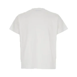 White T-Shirt with Lettering Logo on the Front in Cotton Woman