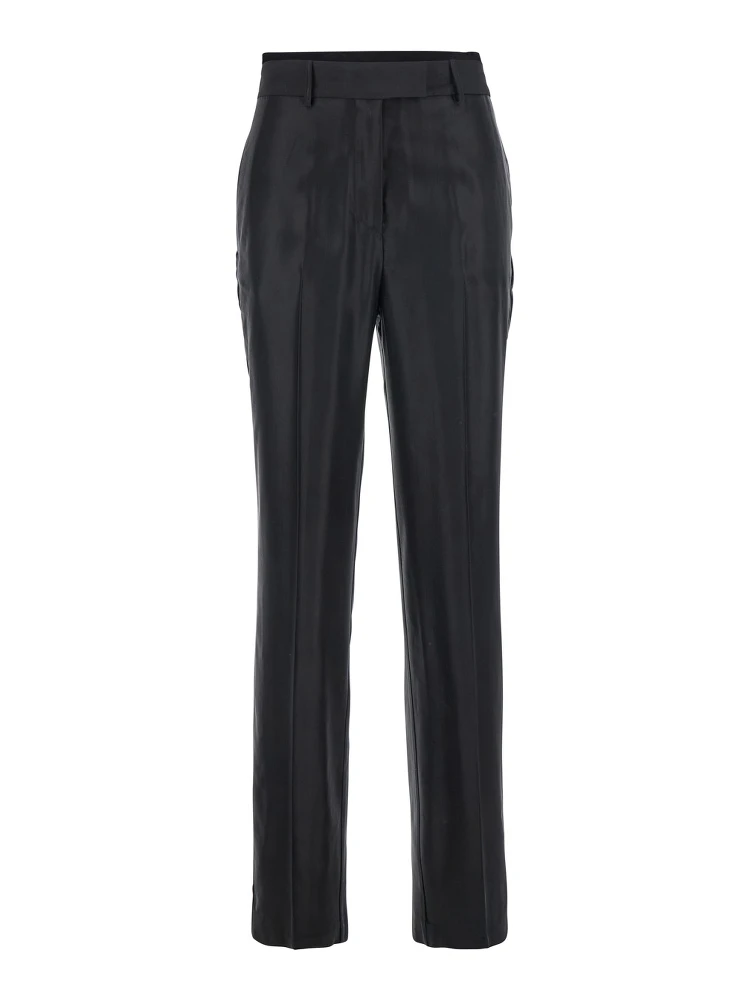 Black Pants with Belt Loops in Wool Blend Woman