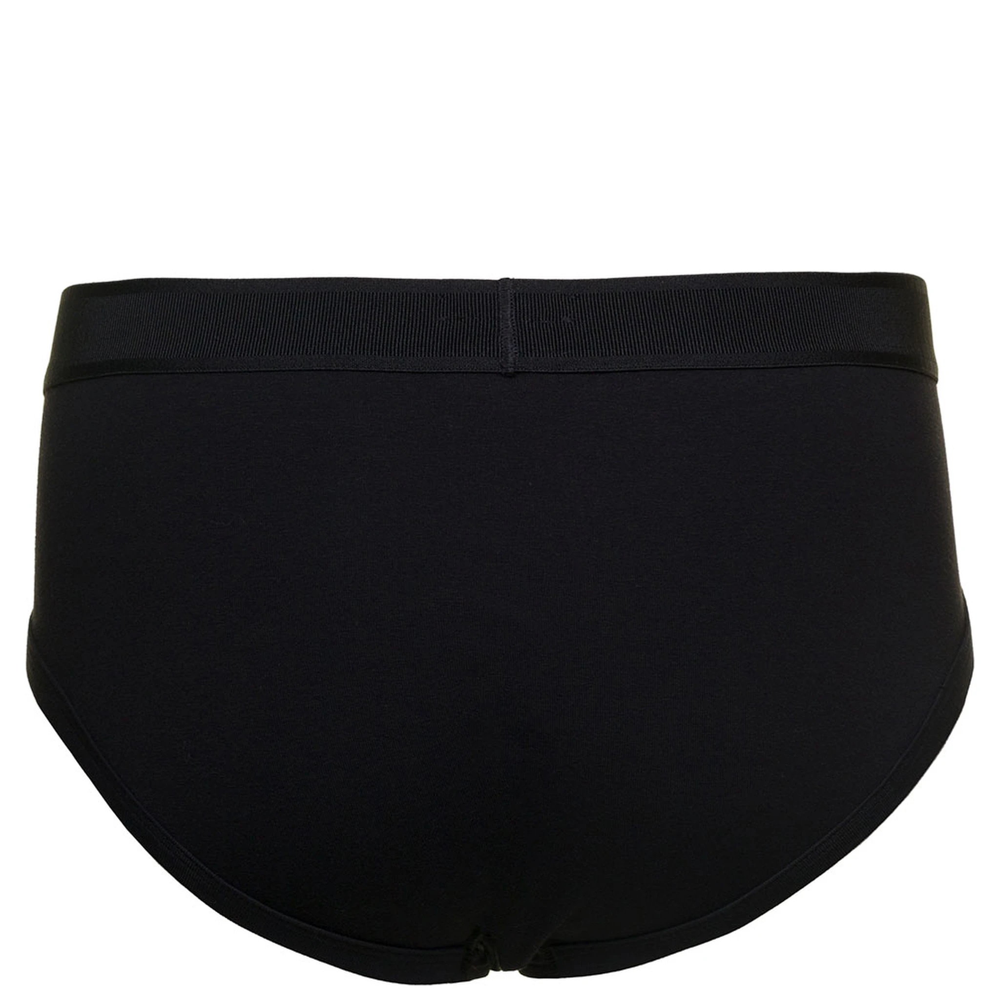 Black Briefs with Logged Waistband in Cotton Stretch Man