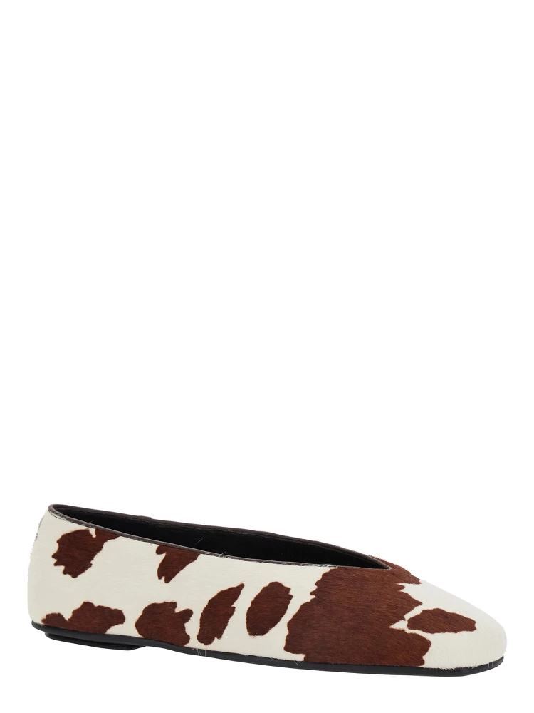Brown Ballet Shoes with Animalier Print in Tech Fabric Woman alternative