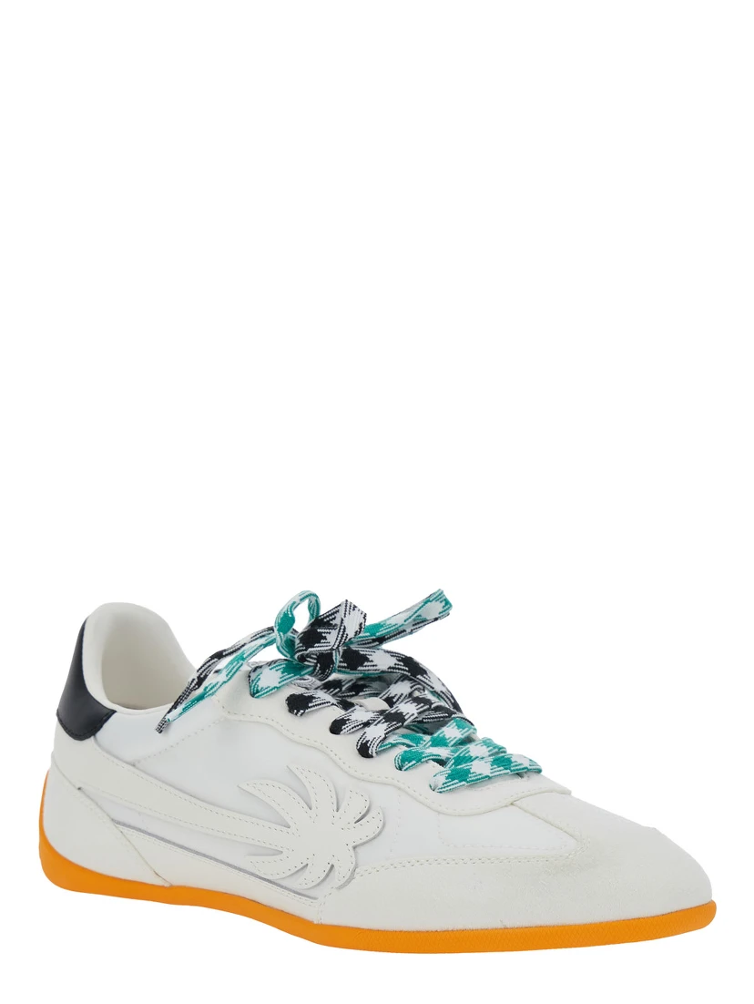 Pa 5 White Low Top Sneakers with Logo Patch on the Tongue and Contrasting Heel with Logo in Leather Man