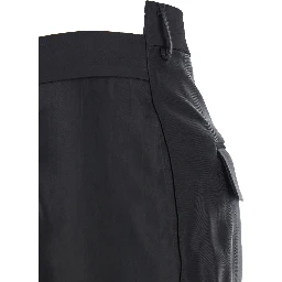 Black Pants with Belt Loops in Wool Blend Woman