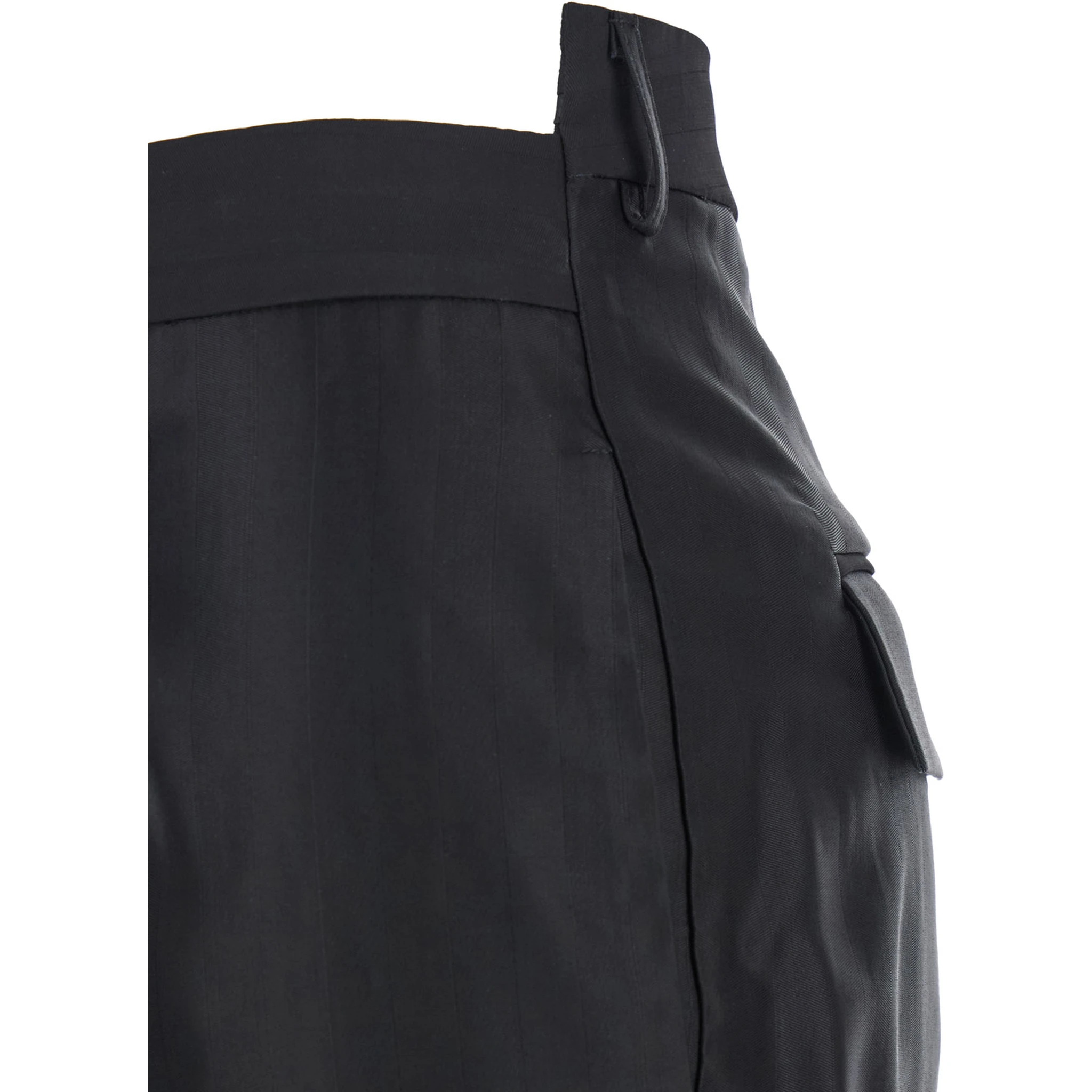 Black Pants with Belt Loops in Wool Blend Woman