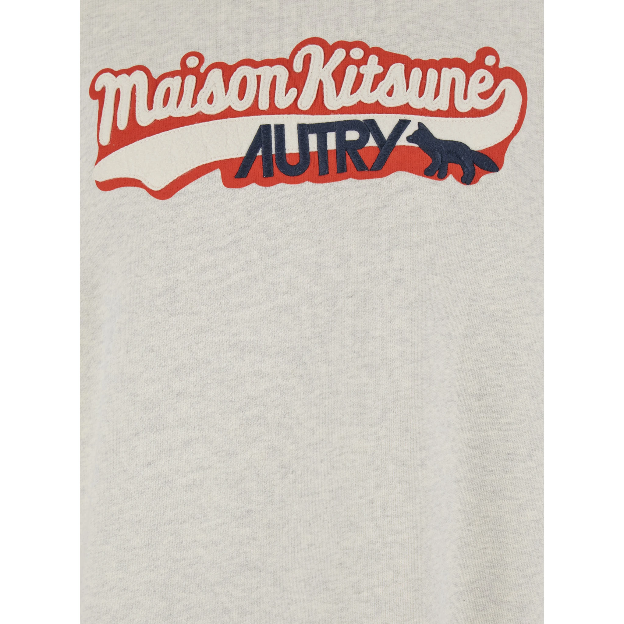 Grey Crewneck Sweatshirt with Print on the Front and Ribbed Trims in Cotton Man