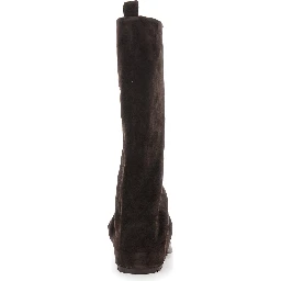 Brown Multilayer Combat Boots with One Block Sole in Suede Woman