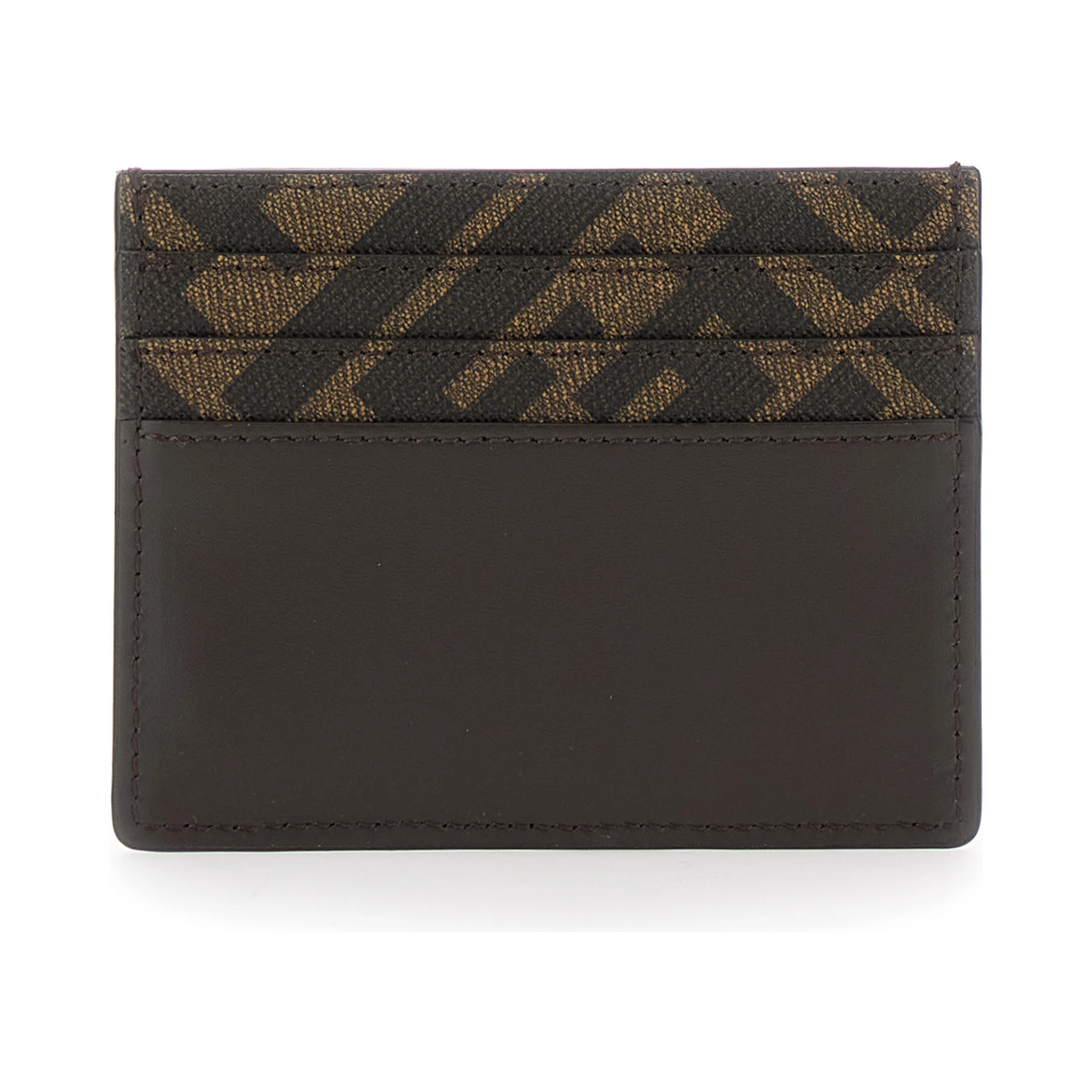 Brown Card-Holder with Squared FF Motif in Leather and FF Canvas Man