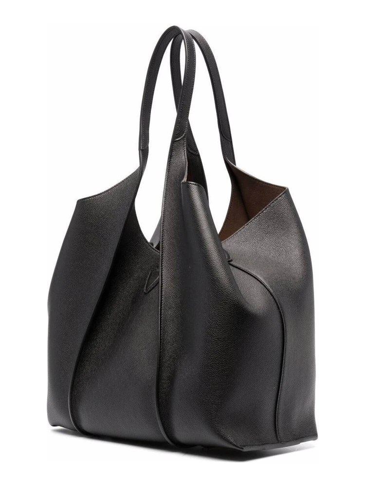 Black Tote Bag with T Timeless Charm in Leather Woman alternative