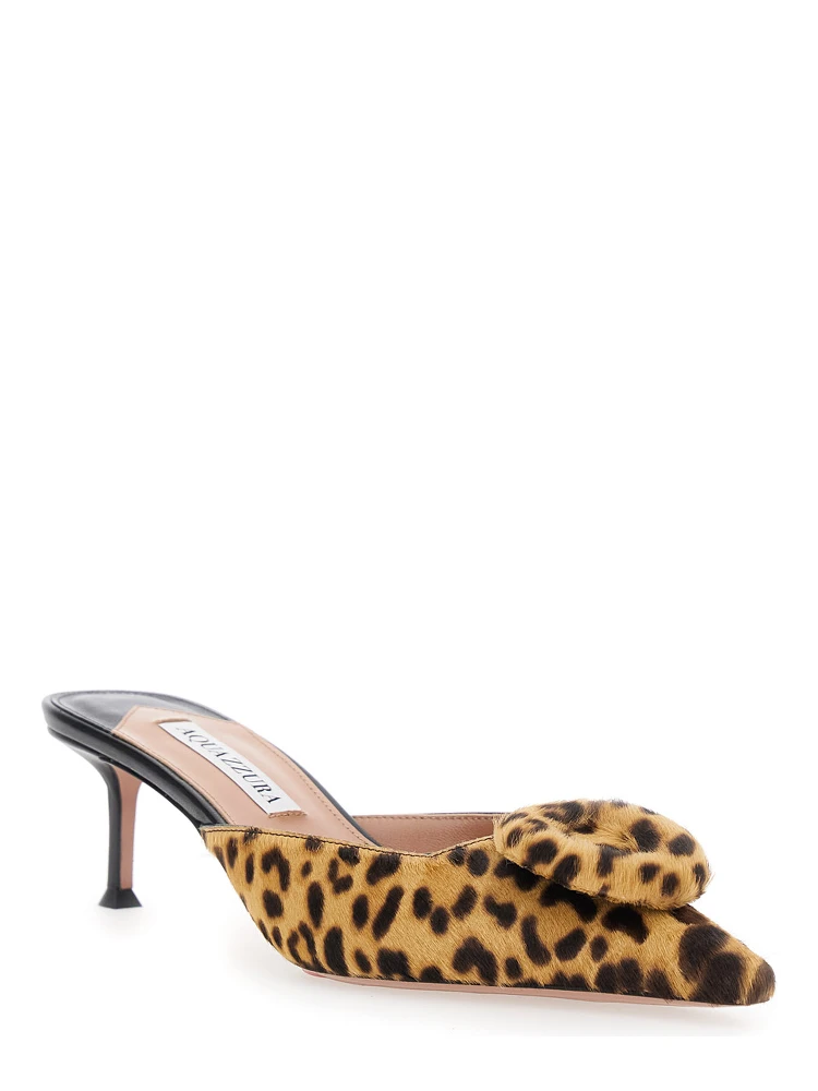 The Hood Brown Mules with Bow Detail and Leopard Motif in Suede Woman alternative