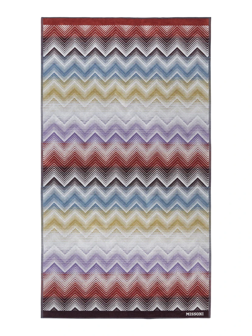 Marea Multicolor Beach Towel with Logo Lettering on the Front and ZigZag Motif in Cotton Home