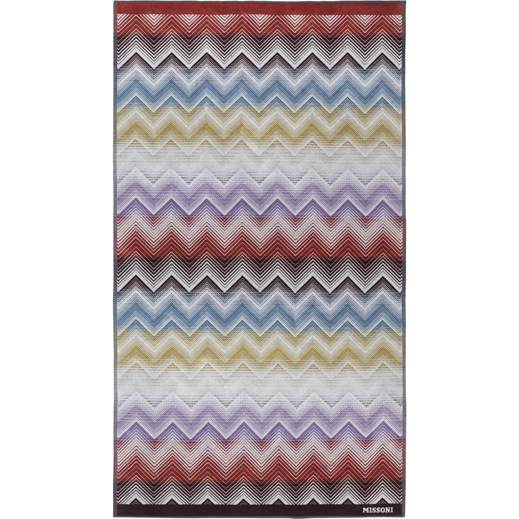 Marea Multicolor Beach Towel with Logo Lettering on the Front and ZigZag Motif in Cotton Home