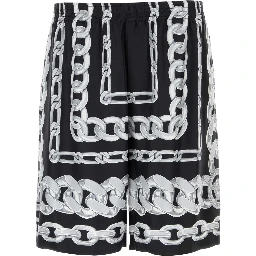 SHORTS MEDUSA CHAINS PRINT SILK TWILL