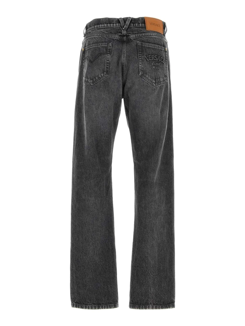 PANT DENIM STONE WASH BLACK DENIM FABRIC + EMBOSSE