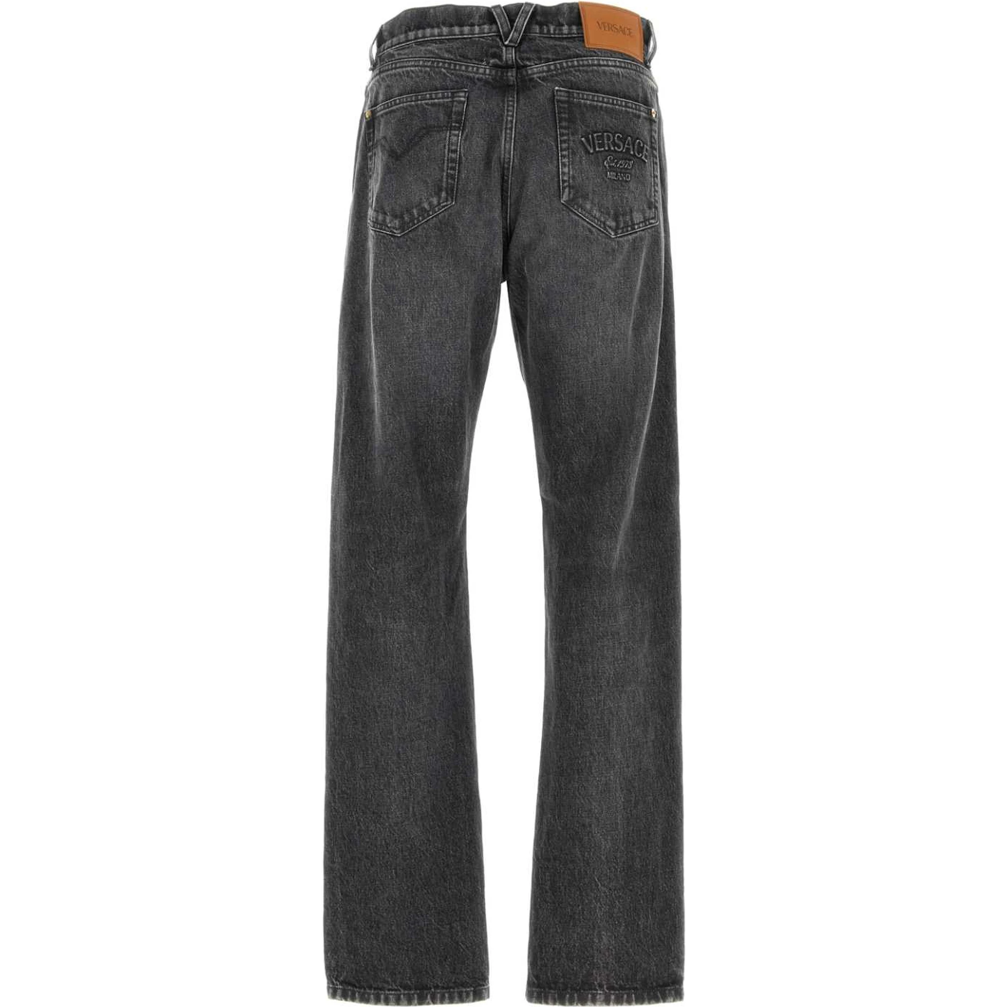 PANT DENIM STONE WASH BLACK DENIM FABRIC + EMBOSSE