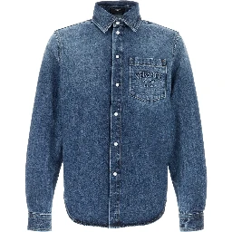 SHIRT DENIM STONE WASH BLUE DENIM FABRIC + EMBOSSE