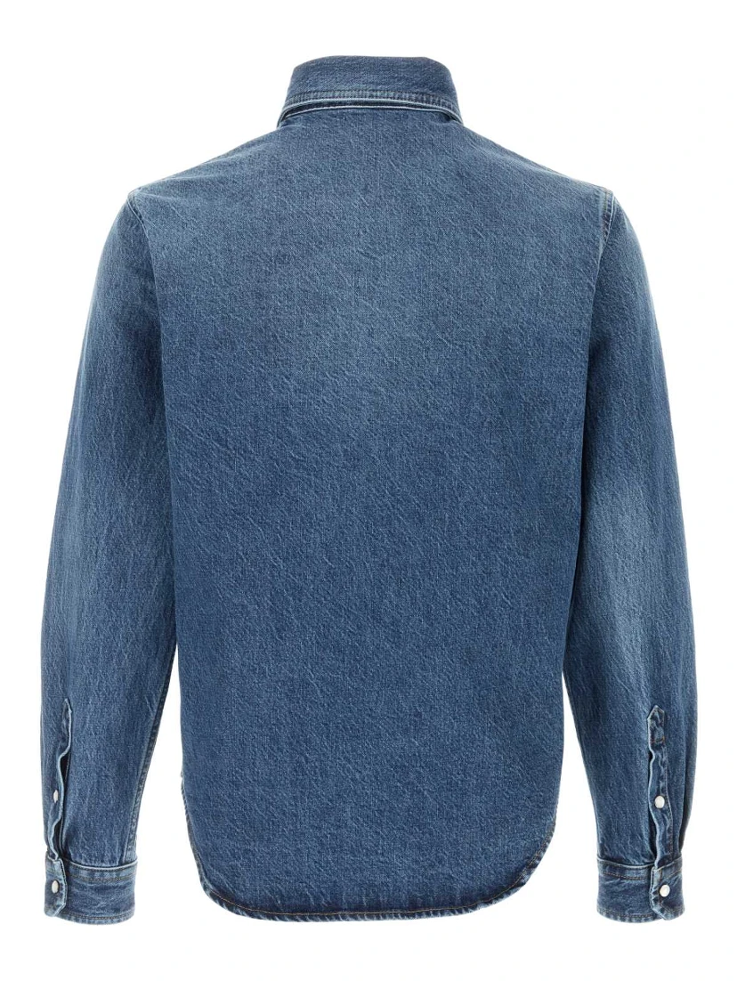 SHIRT DENIM STONE WASH BLUE DENIM FABRIC + EMBOSSE