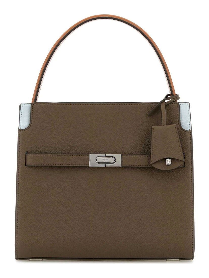 LEE RADZIWILL PEBBLED COLOR-BLOCK SMALL DOUBLE BAG