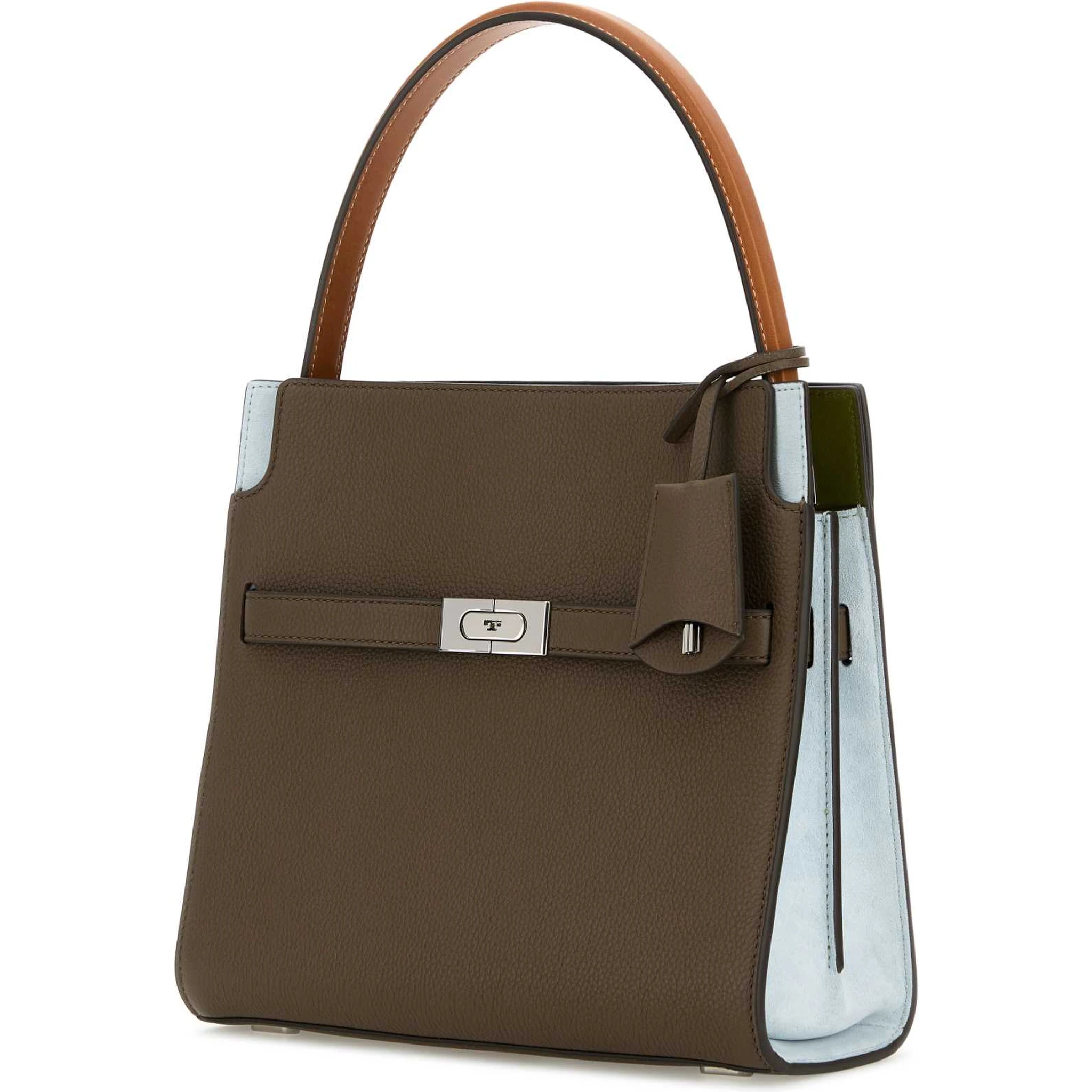 LEE RADZIWILL PEBBLED COLOR-BLOCK SMALL DOUBLE BAG