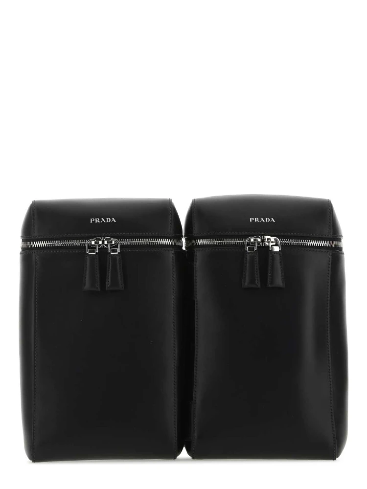 Double leather backpack