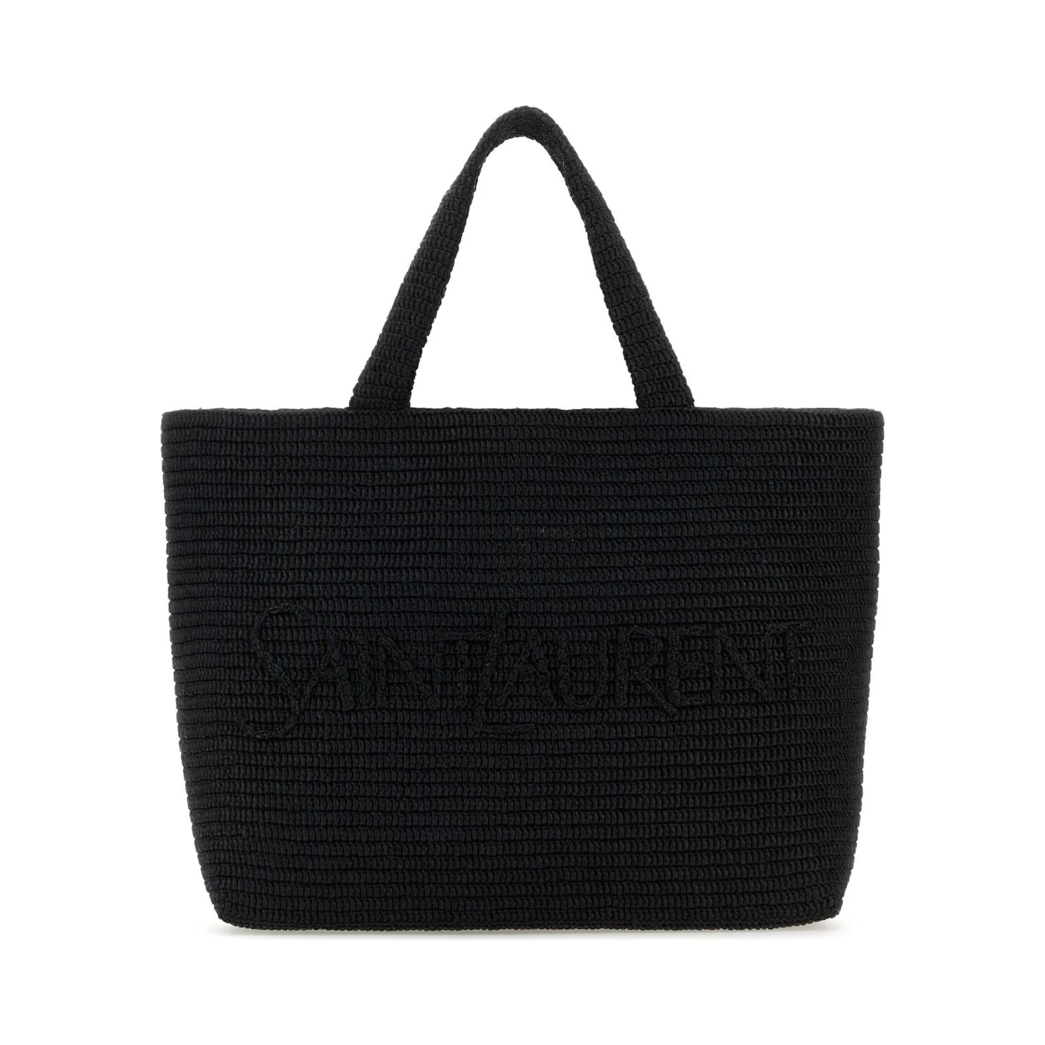 Black raffia Saint Laurent shopping bag