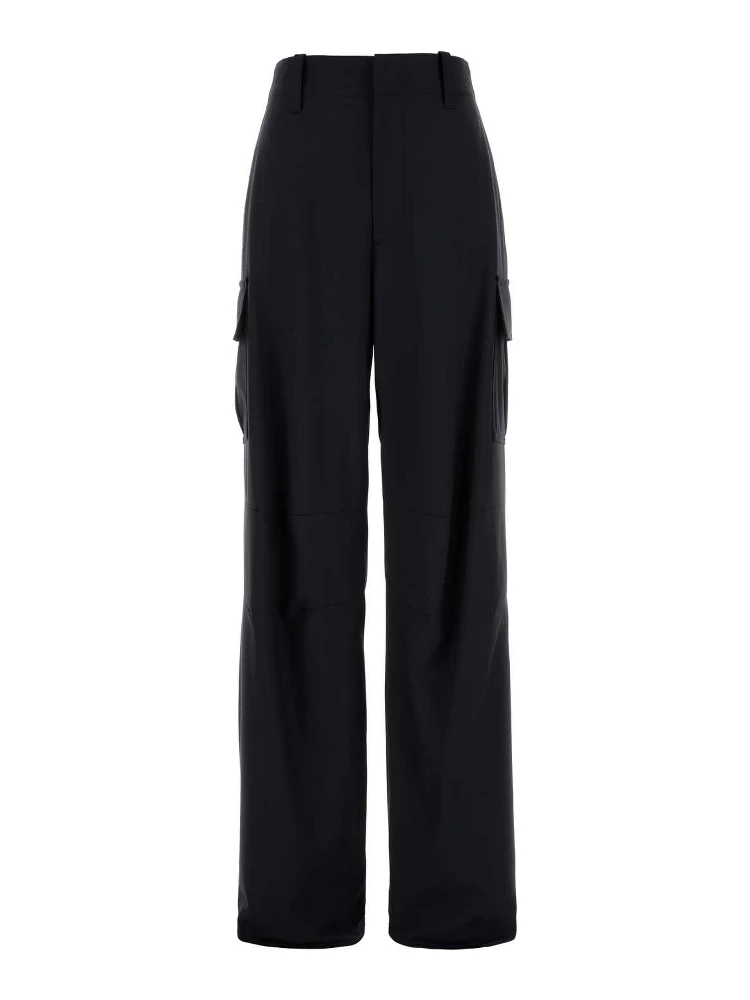 FINE WOOL WIDE CARGO TROUSERS