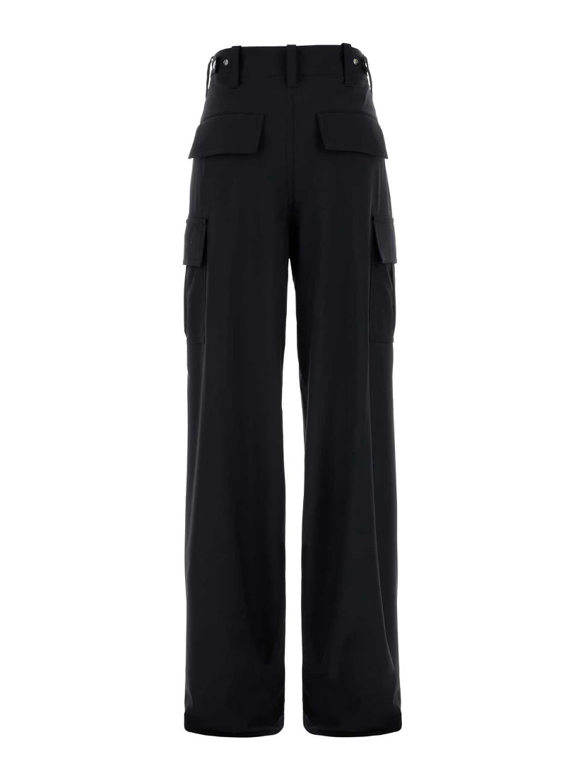 FINE WOOL WIDE CARGO TROUSERS