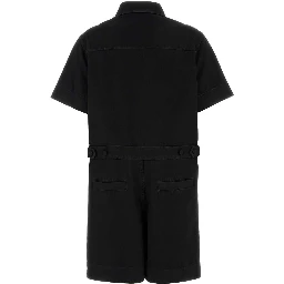 JMPSUIT DENIM W/HRSBIT&LEATHER