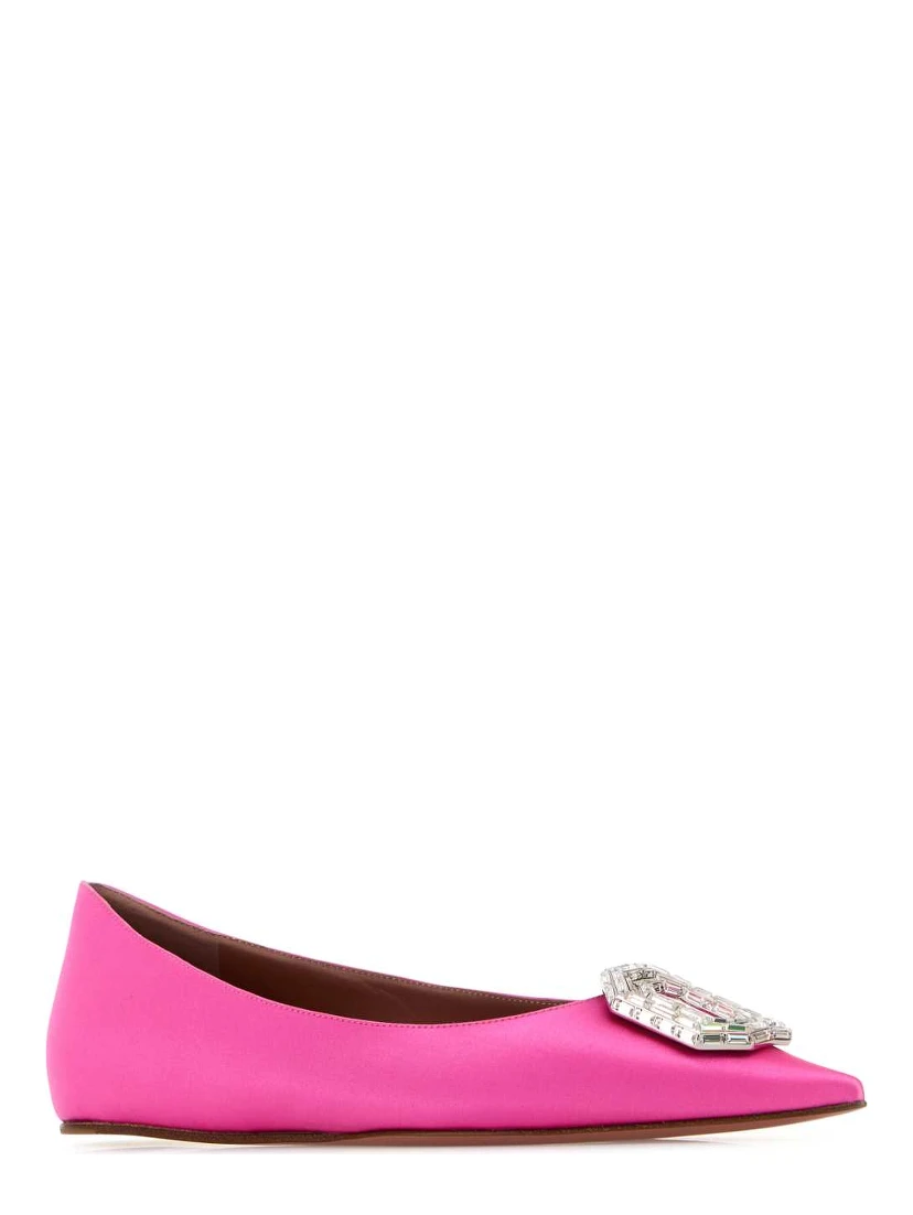CAMELIA FLAT SATIN PINK WHITE BUCKL